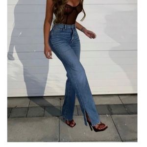 Brand new fashion nova medium blue wash side spit Jean